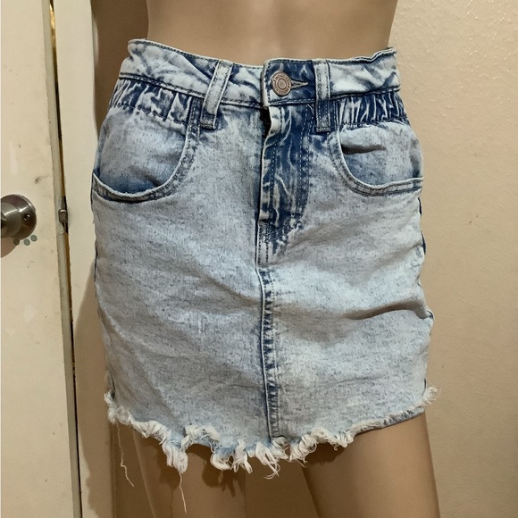 Indigo Rein Dresses & Skirts - INDIGO Rein Denim Mini Skirt Size 3 Blue Acid Wash Jean Cotton Stretch 90s Vibe